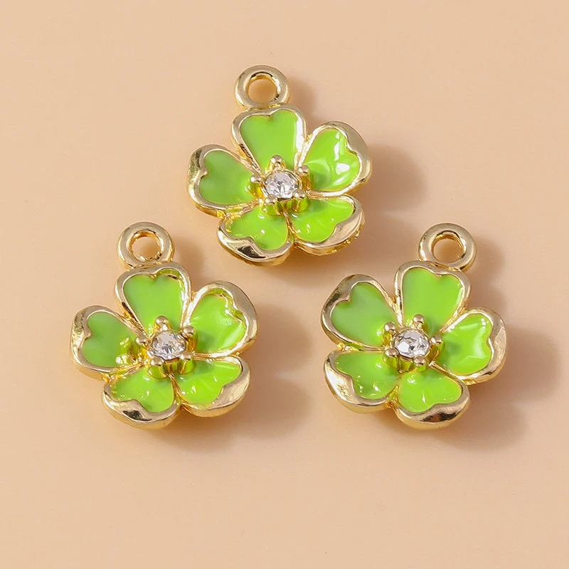 20 Stück niedliche, gemischte grüne Emaille-Blumenanhänger für die Schmuckherstellung, zum Basteln von Ohrringen, Halsketten, Armbändern und anderen Accessoires. – Detail 14