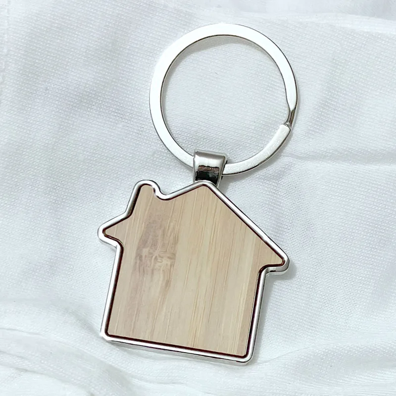 5/10Pcs Metal Wooden Keychain Waist Hanging Businesss Solid Wood Keyring Personality Trendy Portable Gift