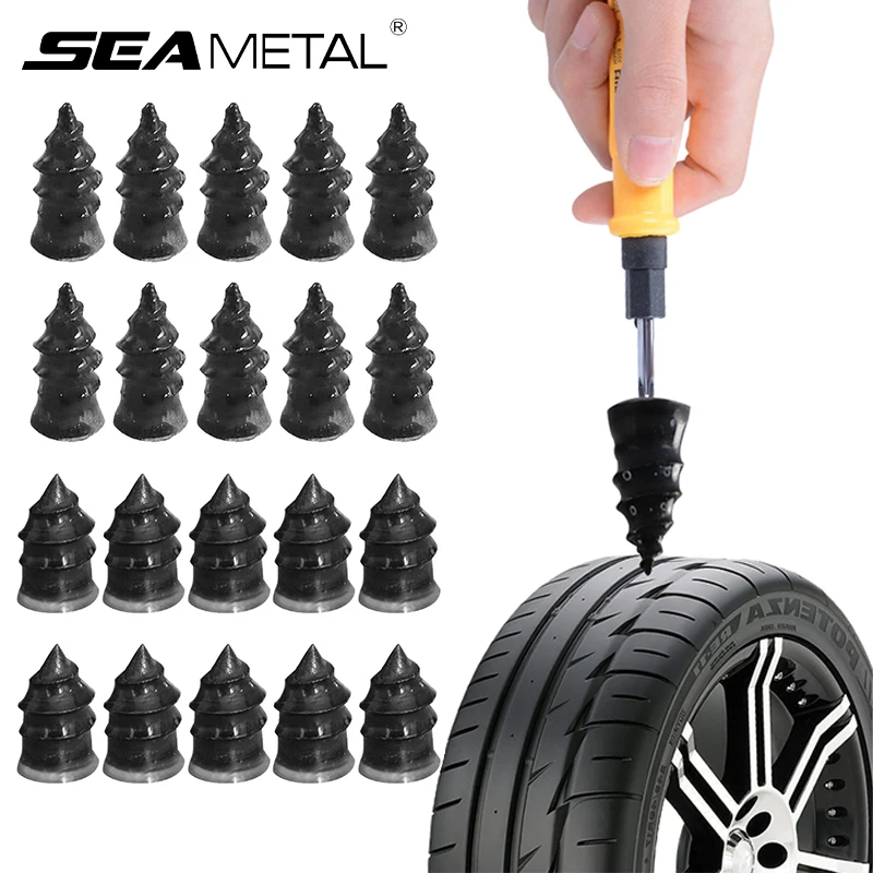 SEAMETAL 10Pcs Vacuum Car Tyre Repair Nail Tire Repairing Screw Tubeless Repair Tools Kit Universal for Auto Motorcycle Truck