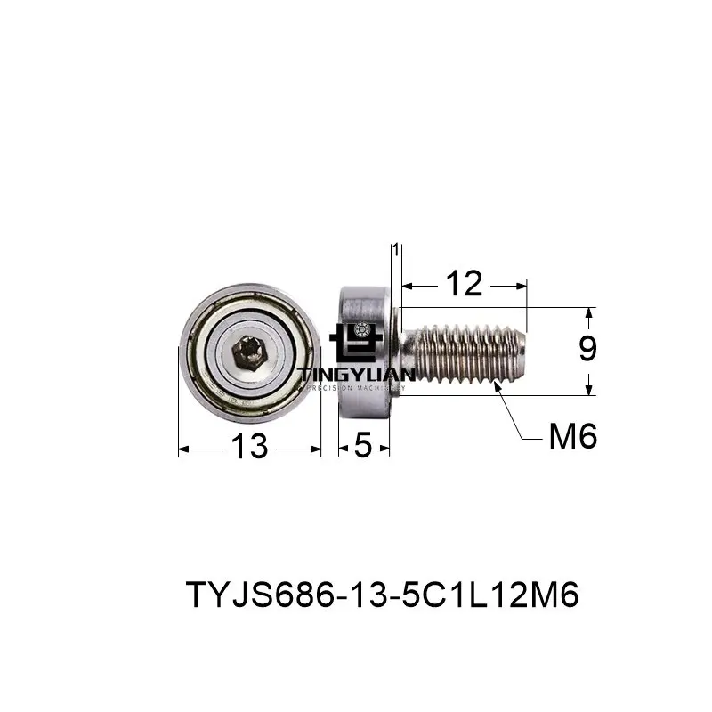 

Male Right Hand Ball Joint Metric Threaded Rod End Bearing686Metal Screw Bearing Stainless Steel Bolt Cable Pulley ScrewM6Lager