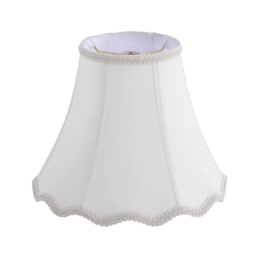 

30337AHandsewn Scallop Dome Traditional Spider Lamp Shade in Off-White Faux Silk 5" Top x 10-3/8" Bottom x 8-1/4"Slant.