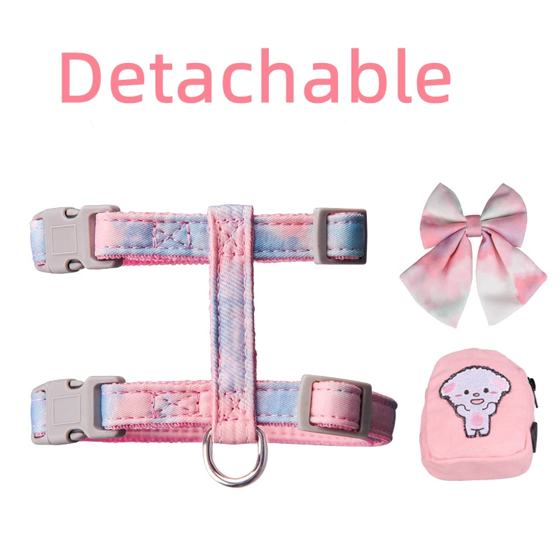 Cute Pet Dog Harness And Leash Set Princess Cat Vest Harness For Small Dog Walk Training Accessories With Bow Puppy Supplies Yor