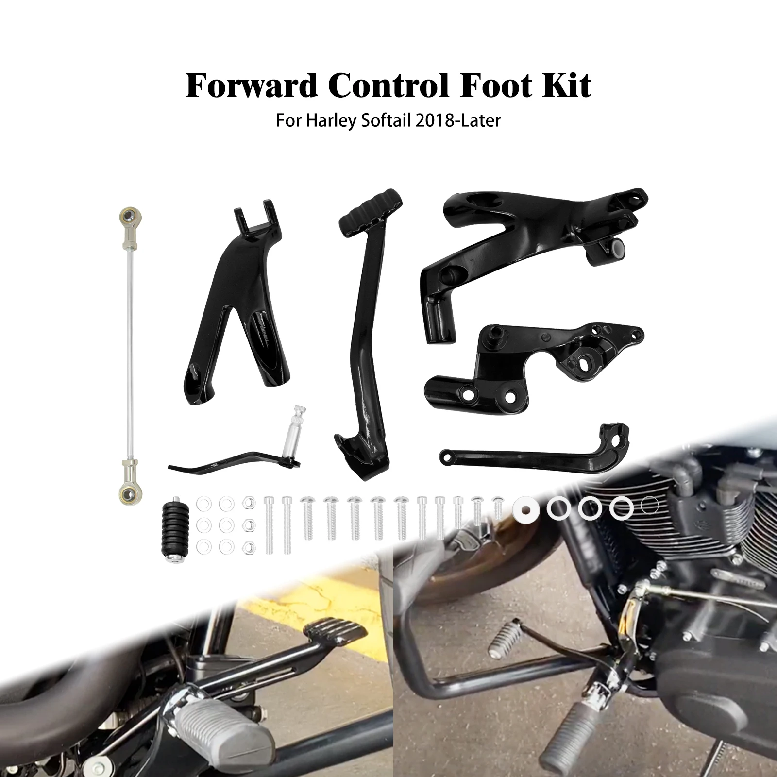 

Motorcycle Forward Controls Kits Foot Pegs Rest Footrest For Harley Softail Street Bob Low Rider FXLR FXBB Standard 2018-2023