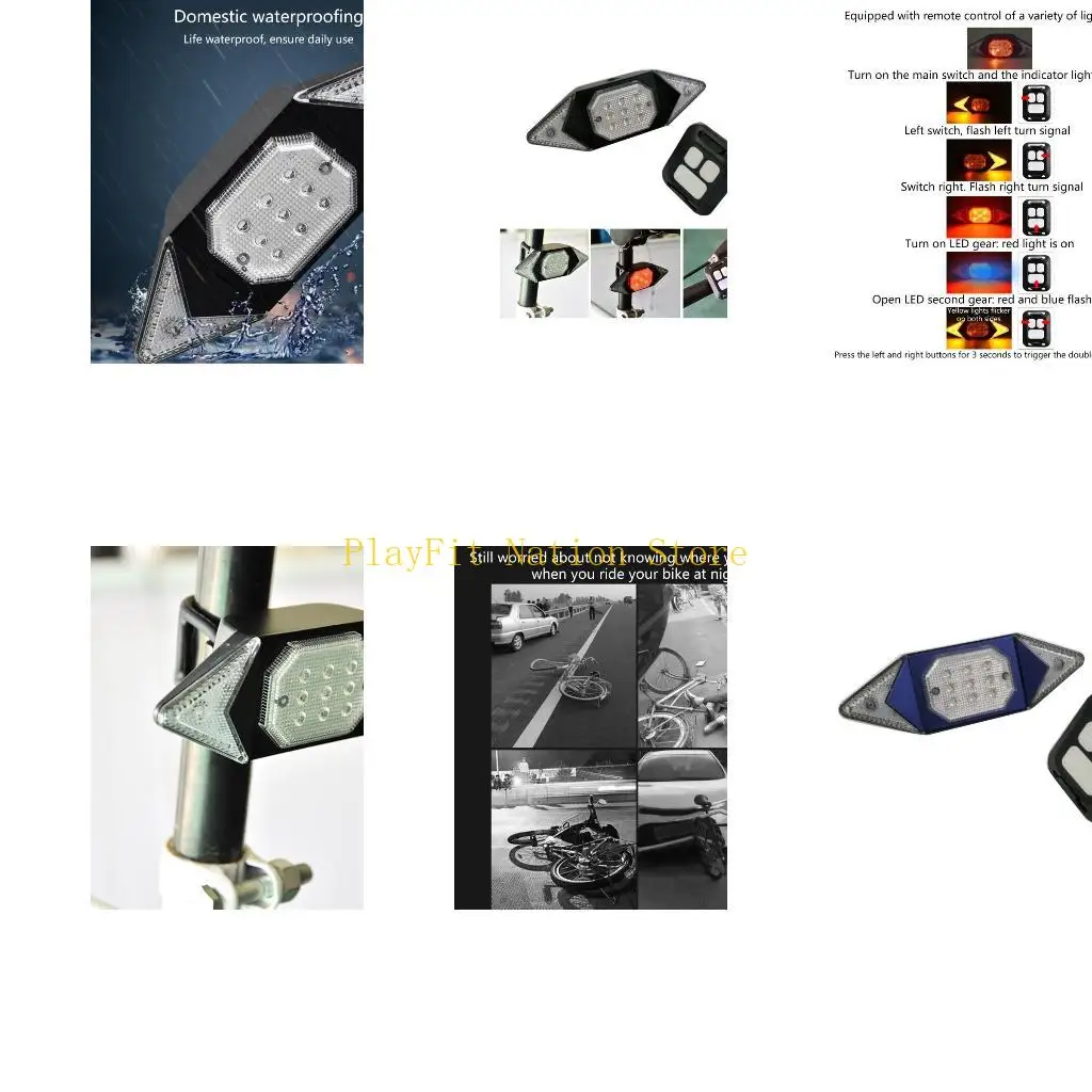 

242F Wireless Remote Control Turn Tail Light USB Rechargeable Warning Light