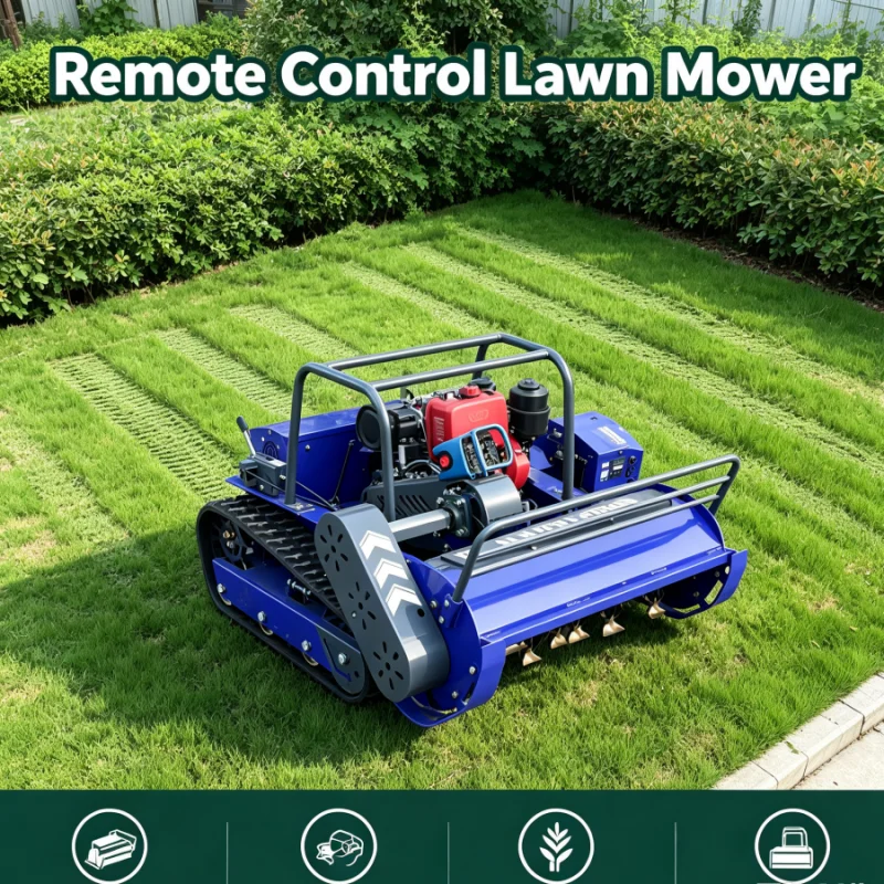 Customized Factory Direct Remote Control Lawn Mower Professional Lawn Mower All Terrain Hammer Blade Design For Courtyard Lawn