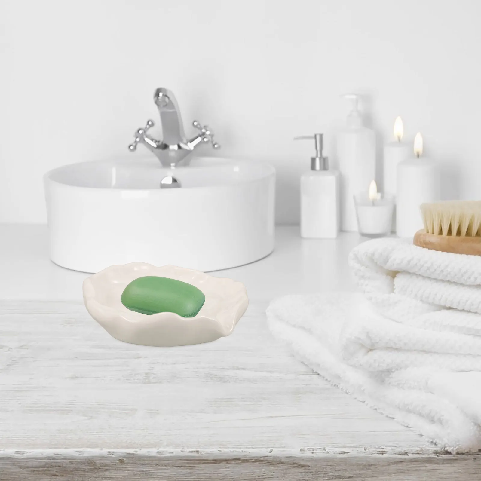 

Stylish Ceramic Soap Dish Drain Non Slip Feature Spacious Design Bathroom Kitchen Sponge Storage Organizer Soap Dishes