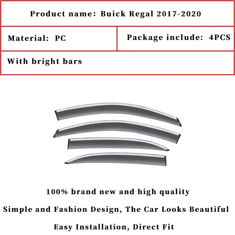 window rain cover For Buick Regal 2017-2020 car window deflectors wind deflector sun guard rain vent visor cover accessories