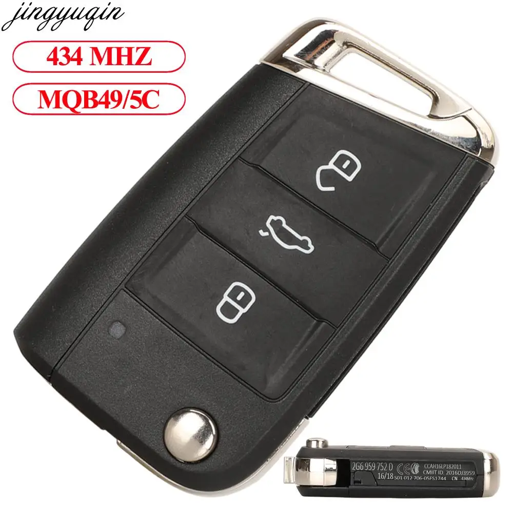 Jingyuqin Remote Control Car Key MQB49/5C 434MHZ For VW POLO 2017 Original Factory 3 Buttons 2G6959752D