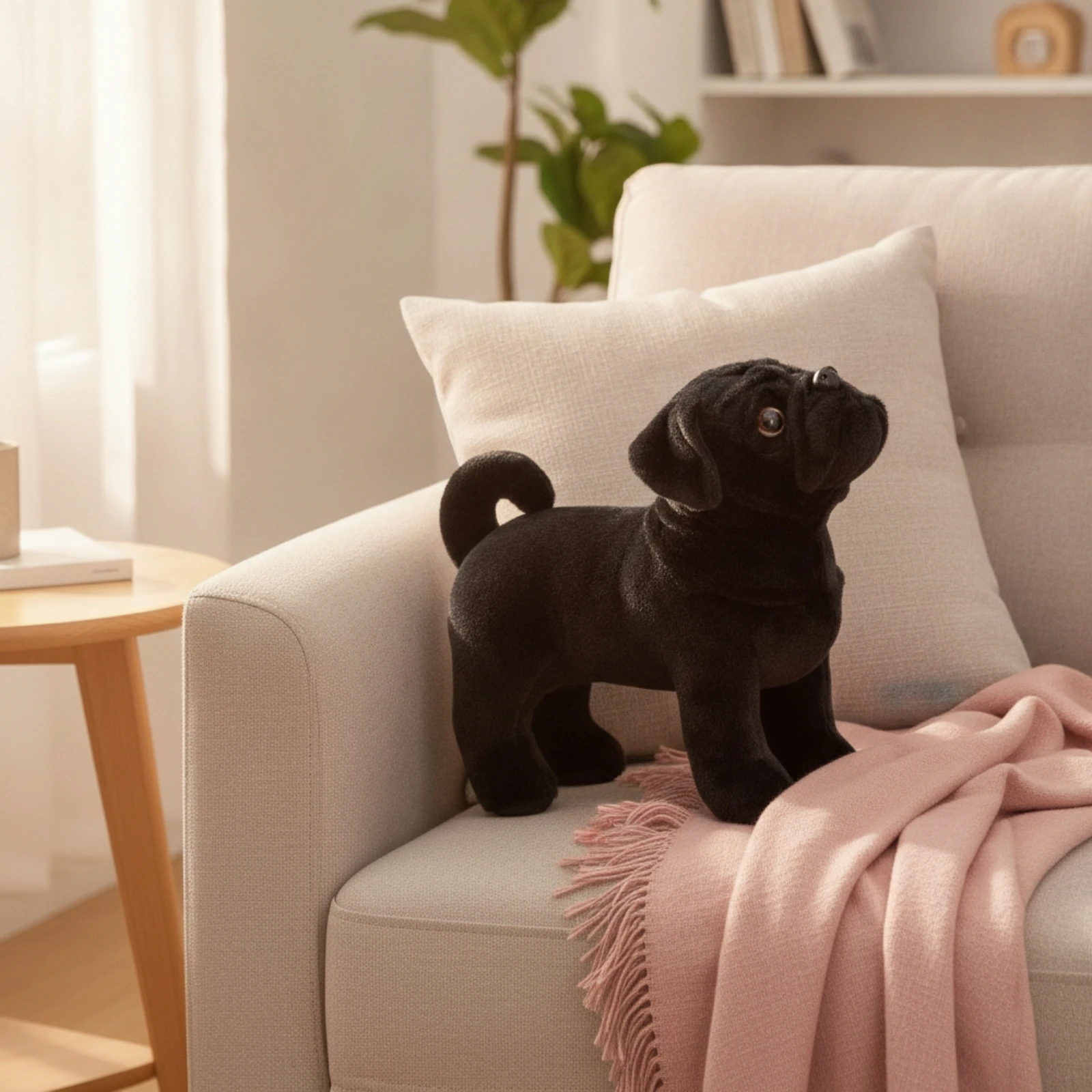Pug Stuffed Animal Soft Stuffed Pug Stuffed Dog Cuddly Fuzzy for Children, Playroom, Bedroom