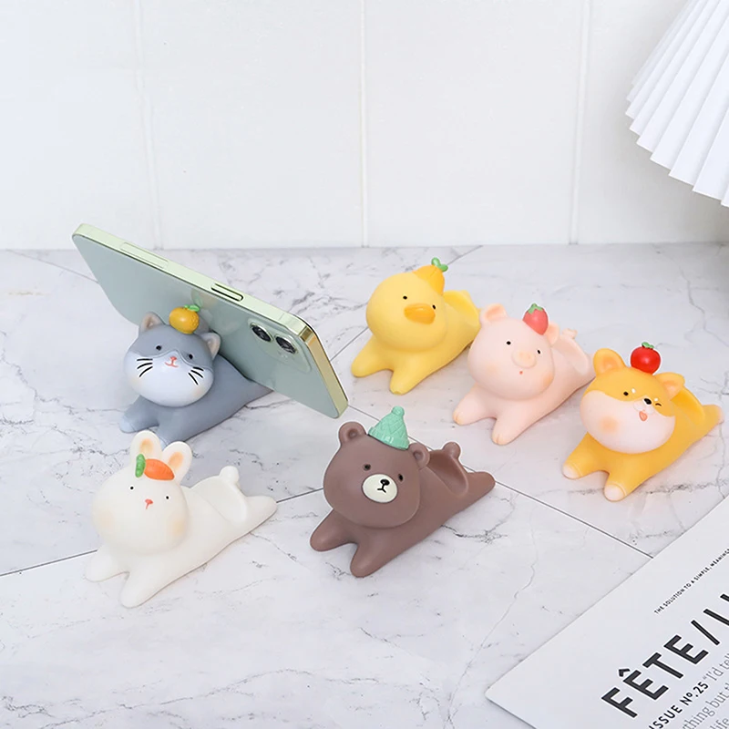 1PC Cartoon Animal Tabletop Decoration PVC Enamel Phone Golder Lazy Person Drama Chasing Tablet Support Bracket Student Gift