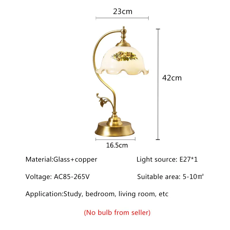 Imagem -02 - Vintage Brass Desk Lamp com Base de Madeira Lotus Shaped Tampa de Vidro Banco Sala de Estar Sala de Estudo Quarto Decoração do Escritório Candeeiro de Mesa