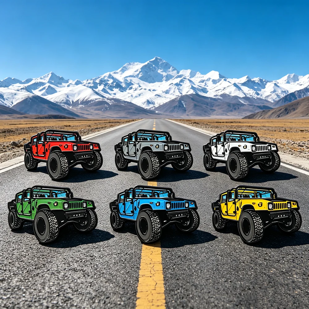 6Pcs Off-Road Truck Tank Hard Enameled Pins Set Car Enthusiast Lapel Brooches Metal Badges for Backpack Gift