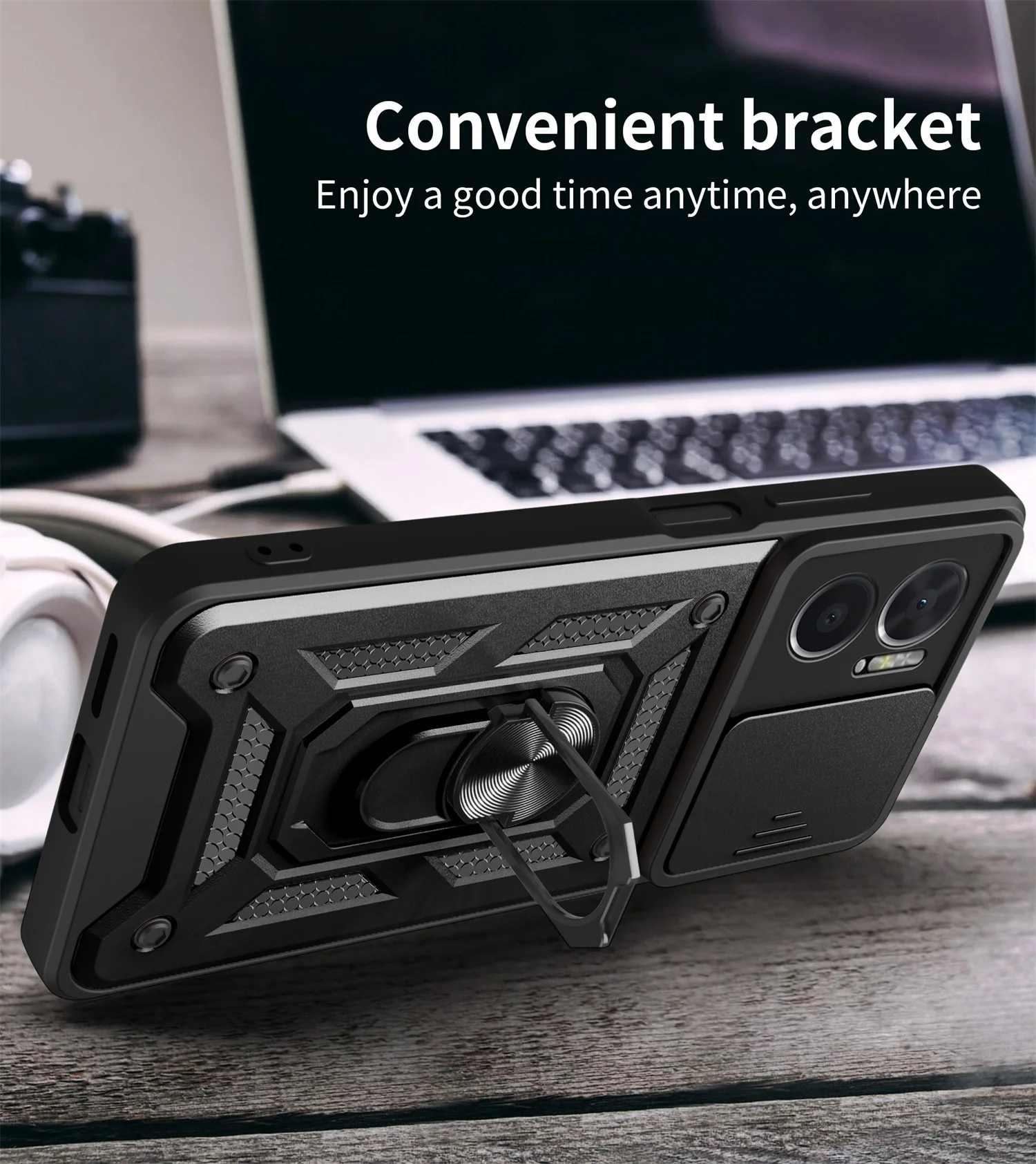 حافظة حماية للكاميرا بحامل محمول لهاتف Xiaomi Redmi 10 5G Armor Hybrid Rotating Bracket 360 °   غطاء Redmi10 5 جرام