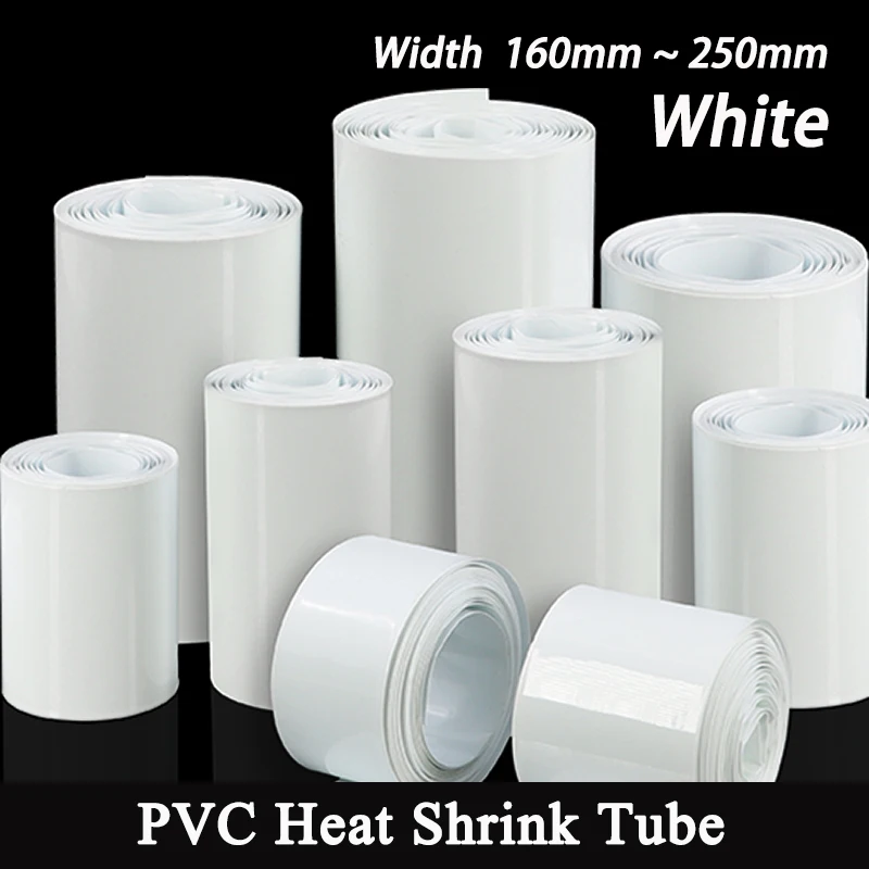 

1~10M White PVC Heat Shrink Tube 160mm ~ 250mm 18650 Lipo Battery Pack Insulated Cable Sleeve Protection Battery Film Wrap