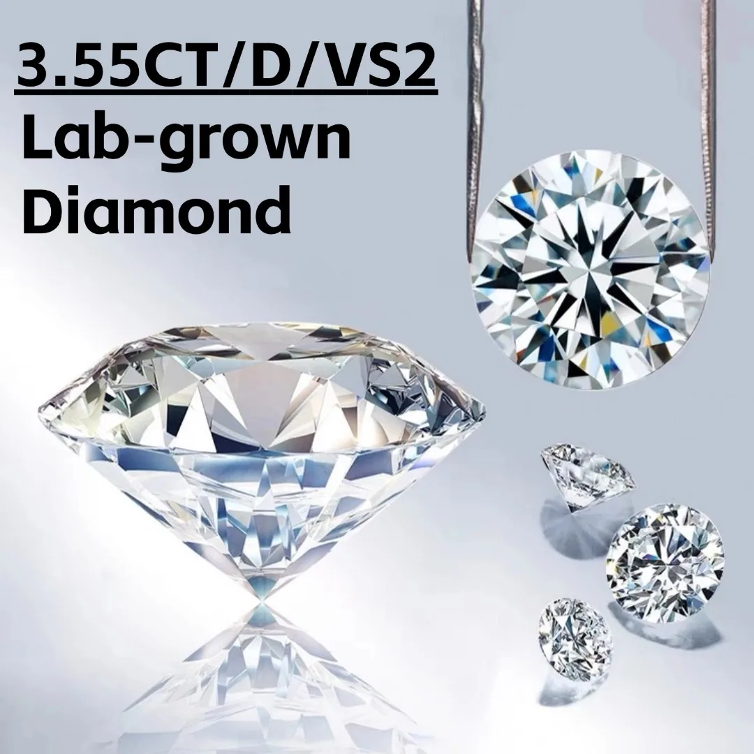 

Круглый выращенный в лаборатории бриллиант 3.55 карата D VS2, идеальный синтетический алмаз для колец, ожерелий, подвесок, серег, изготовления ювелирных изделий своими руками