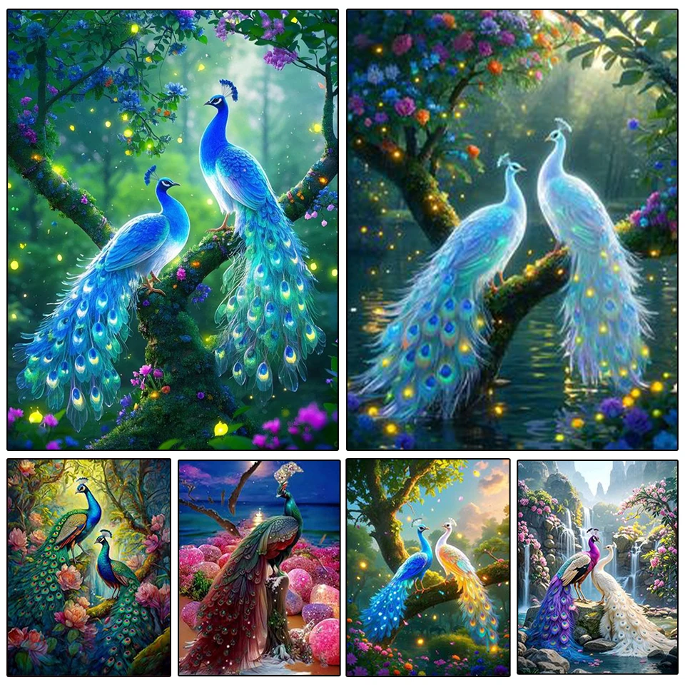 

Peacock 5DDIY Diamond Painting Landscape Art Mosaic Embroidery Cross Embroidery Full Diamond Dot Painting Decoration