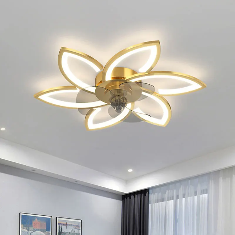 

Petals LED Ceiling Lamp Ceiling Fans With Light Bedroom Dining Table Fan Lamp Ventilator Remote Control Light Fixture