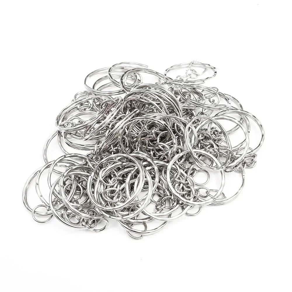 Versilberter Metall-Schlüsselanhänger mit Splitring, Schlüsselhalter für Damen und Herren, DIY Schlüsselketten, Schlüsselring 2027 – Detail 6
