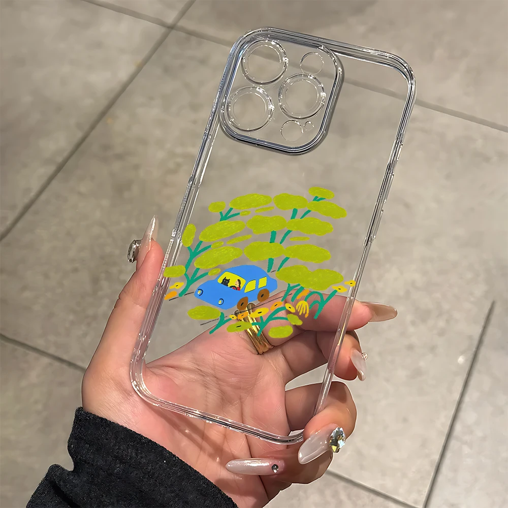 Forest car Silicone Phone Case for IPhone 17 16 15 14 13 12 11 Pro Xs Max Air Mini 7 8 6 6s Plus SE 2020 2022 Cover