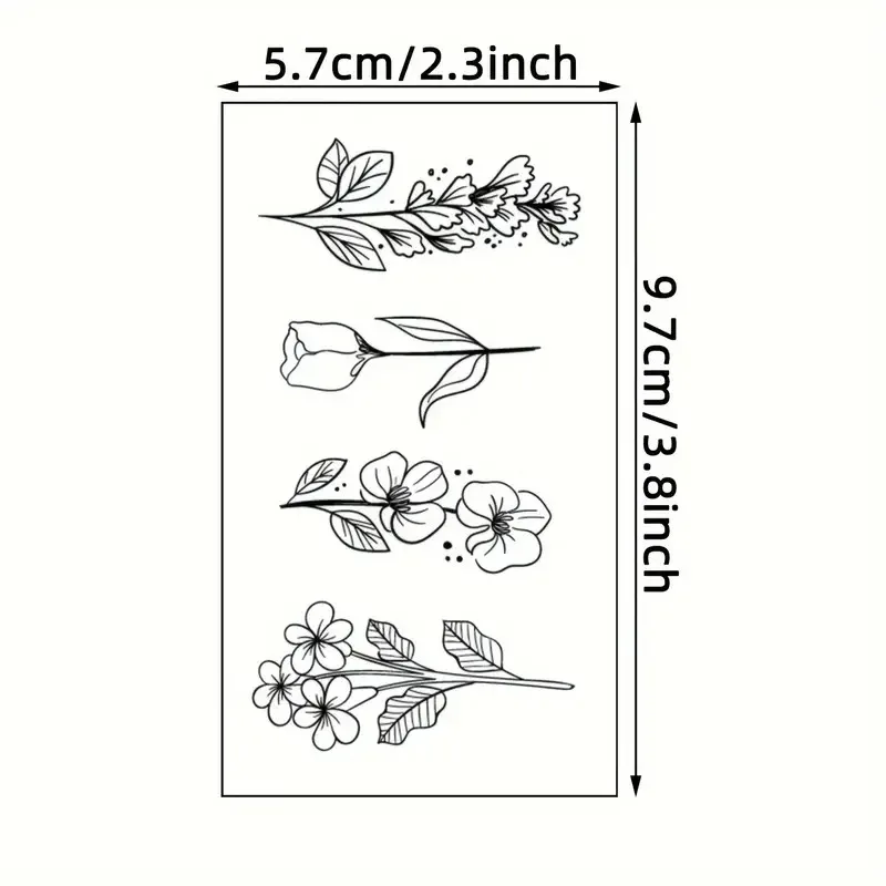 60pcs/set Temporary Tattoos for Women Girls Ladies Black Moon Mountain Wild Plants Flower Infinity Fake Tattoos Finger Hand Neck