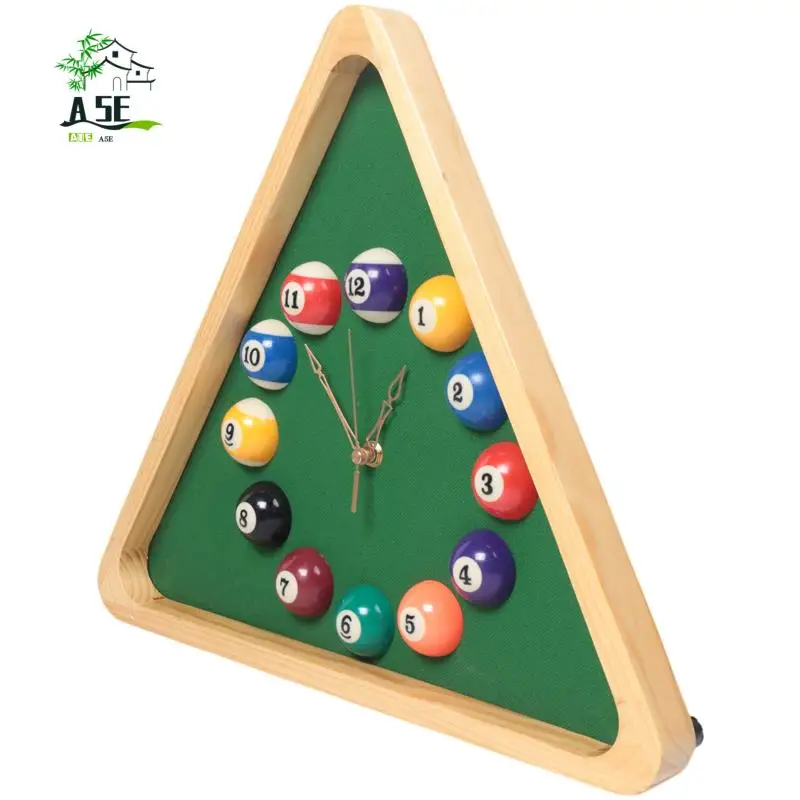 

A05E-13 Inch Billiard Quartz Clock With Solid Wood Frame Creative Wall Clock For Living Room,Bedroom