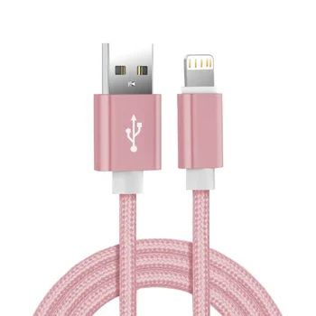 โลหะไนลอนถักสายชาร์จ USB สําหรับ iPhone 14 8 7 6S Plus X XR XS 11 12 13 Pro Max iPad 9 Fast ชาร์จข้อมูลสายไฟ 1m 2m 3m