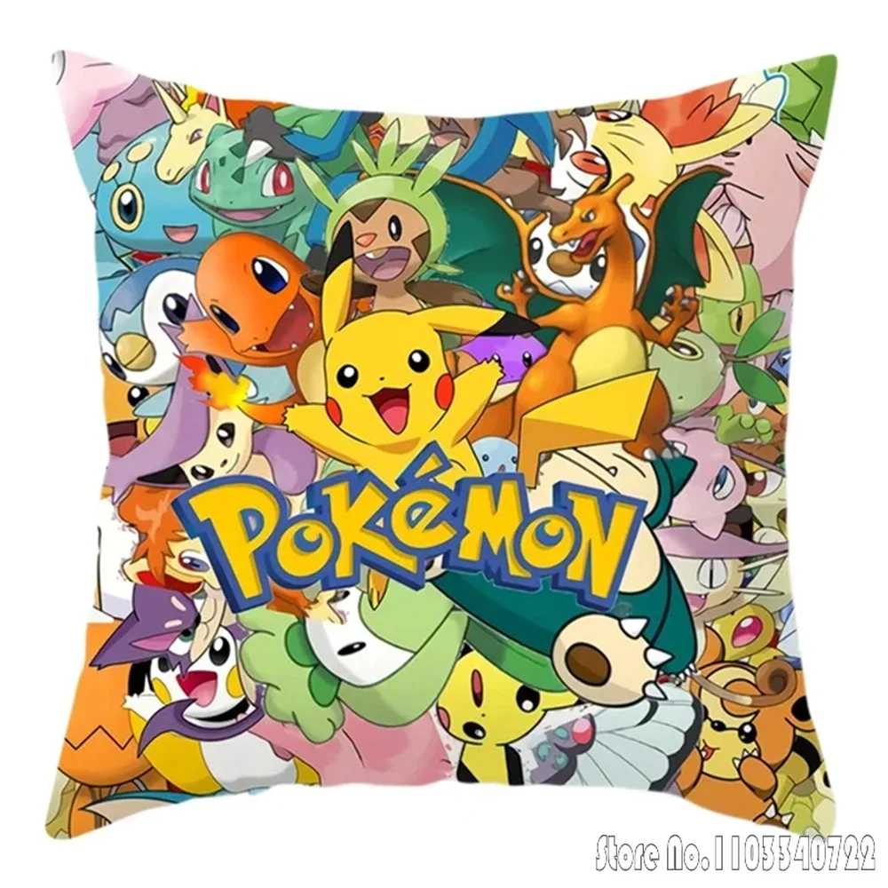 ปลอกหมอนอนิเมะลายพิกะจู โปเกมอน การ์ตูน ปลอกหมอนอิง 45x45 ซม. ปลอกหมอนสี่เหลี่ยม สำหรับตกแต่งบ้าน สำนักงาน โซฟา ของเล่นเด็ก ของขวัญ