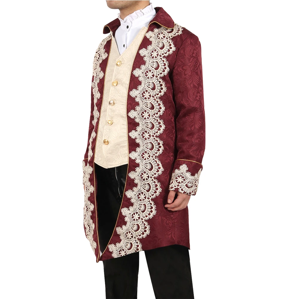 Movie Men's Steampunk Pirate Jacket Gothic Prince Victorian Cosplay Costume Frock Coat Red Green Purple Black Tailcoat Jacket