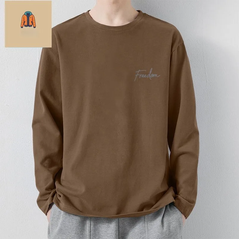 Camiseta clásica y versátil de manga larga para otoño, superventas, sencilla, informal, holgada, con cuello redondo, cómoda para parejas, camisa básica