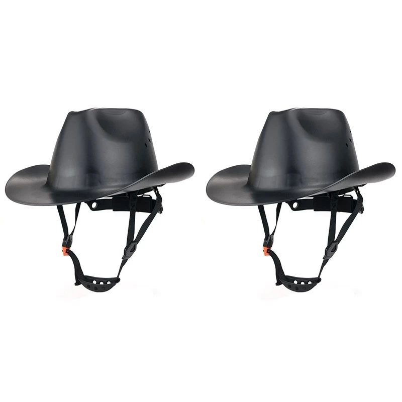 B29C-2X Cowboy Safety Helmet With Vent Hole HDPE Full Brim Hard Hat For Outdoor Construction Railway Rescue Work Cap A