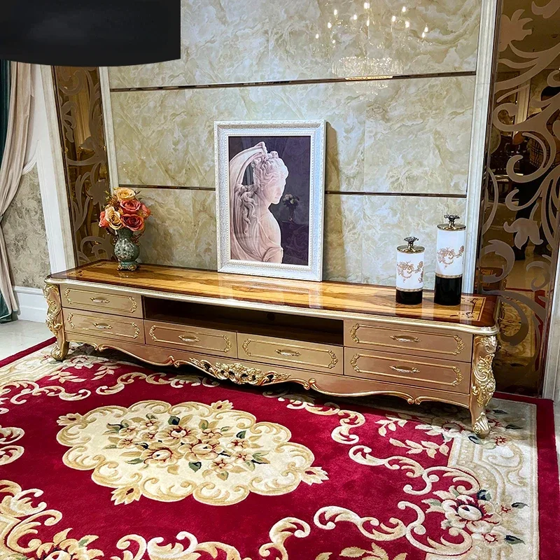 

A Ruisen Noble European TV Cabinet Tea Table Furniture Set Combination Living Room TV Background Cabinet Floor Cabinet Package