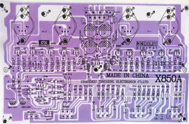 X850A podwójny kanał wzmacniacz wysokiej mocy pokładzie luzem elektroniczny wzmacniacz Diy zestaw komponentów