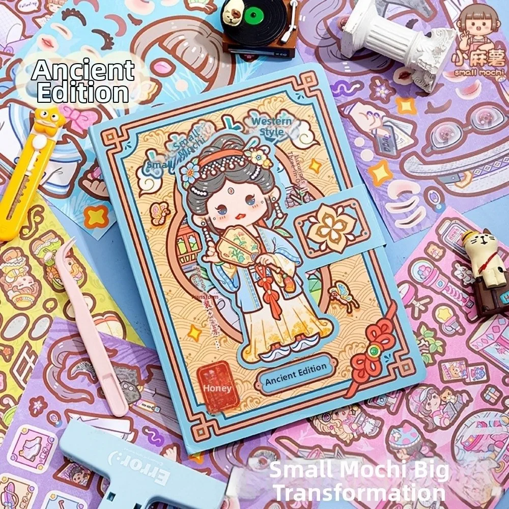 28 Sheets Cartoon Dress-up Sticker Quiet Book Stereoscopic Design Cabin DIY Makeup Sticker Scenery Beauty