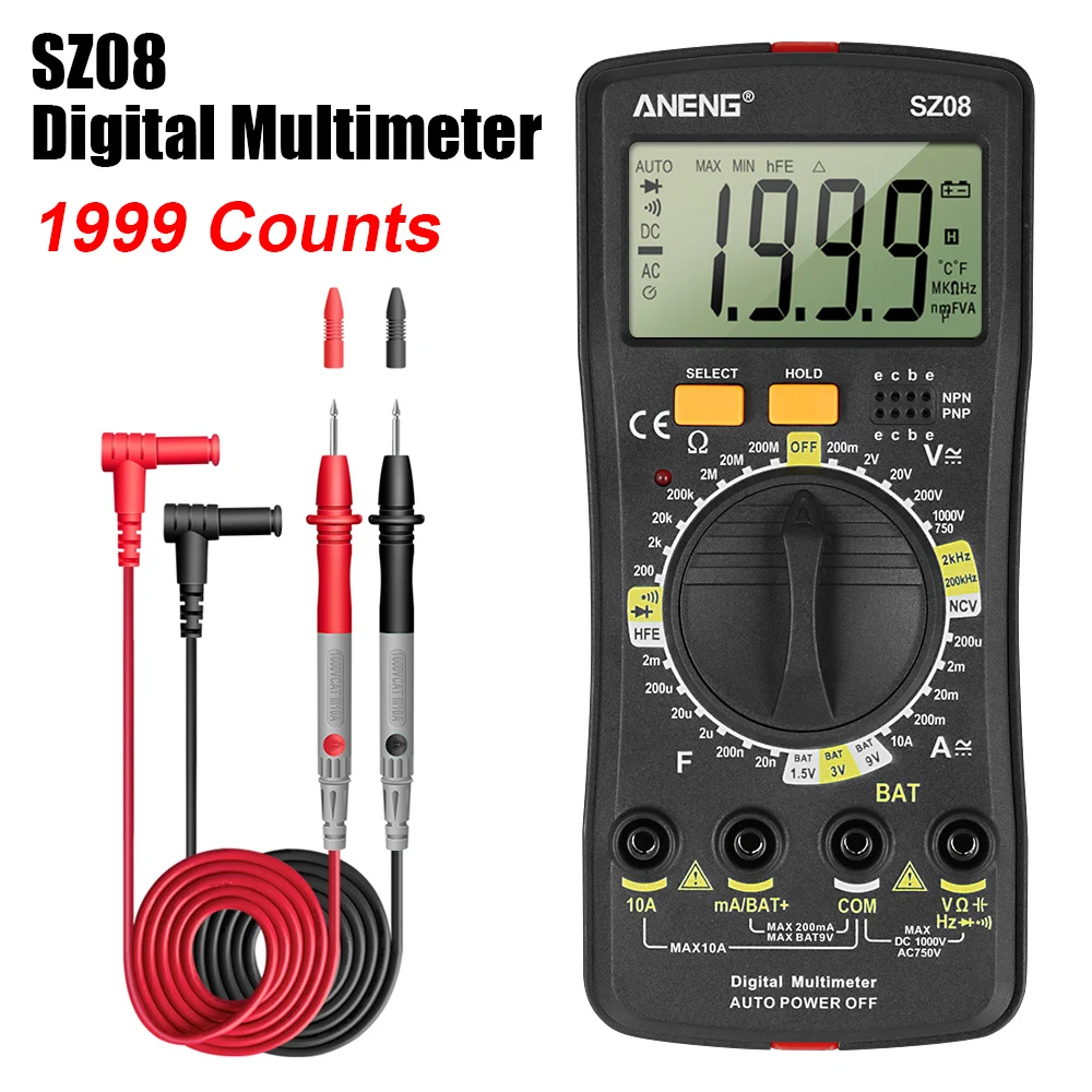 Ultra-thin storage SZ08 Digital Multimeter Handhold Testers Professional Multimeter Auto Voltmeter AC DC 220V Resistance