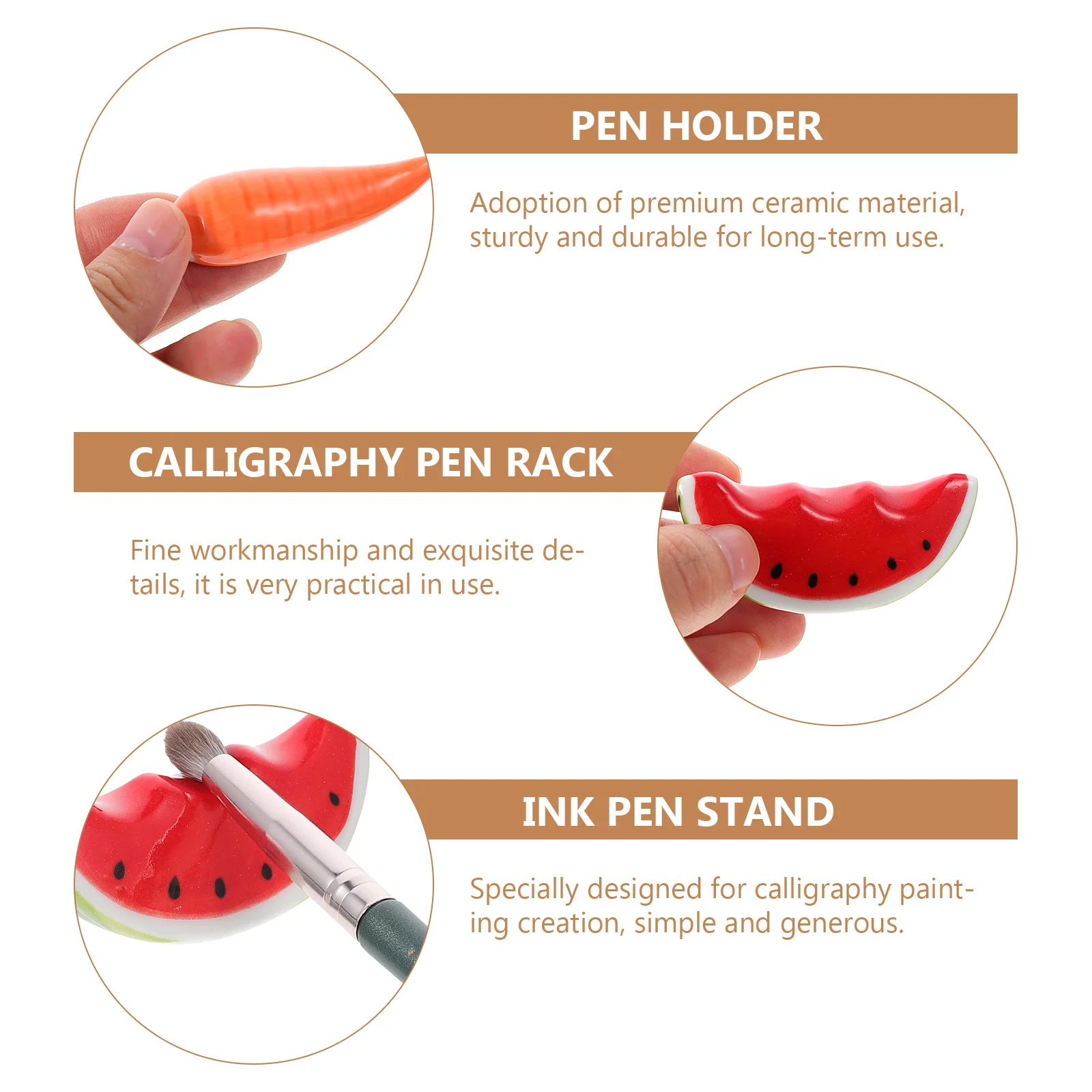 

5 Pcs Brush Pen Holder Chinese Calligraphy Rest Decorative Paintbrush Rests Rack Ceramic