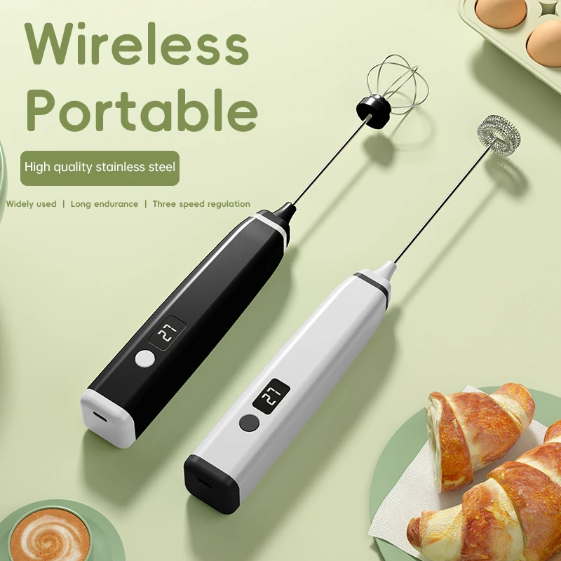 핸드헬드 충전식 전동 우유 거품기 자동 교반 우유 거품기
