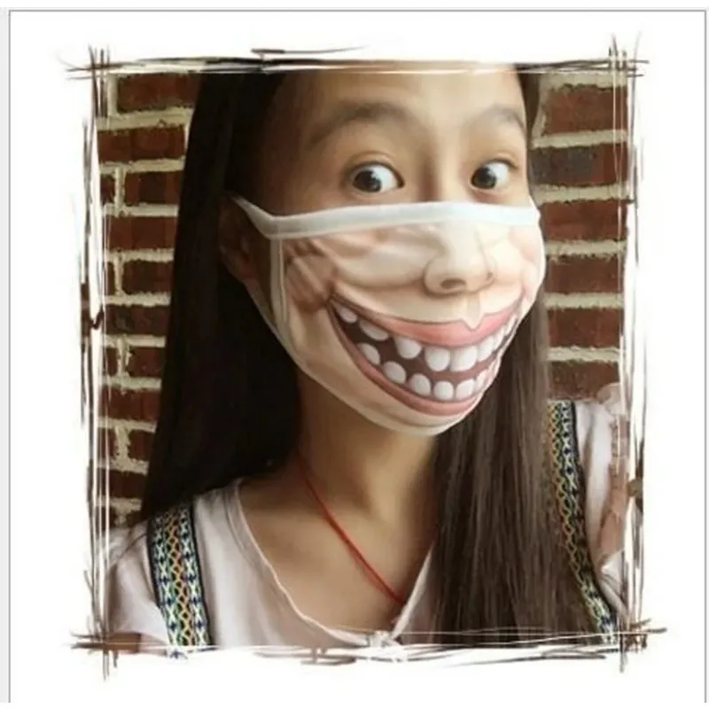 Unisex Cute 3D Printed Puppy Face Mask Soft Cotton Winter Warm Anti Dust Mouth Mask Funny Personality Couple Decor Masks