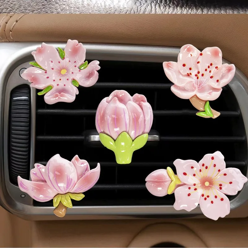 

Beautiful Flowers Car Perfume Clip Air Outlet Aroma Diffuser Peach Blossom Car Air Freshener Decoration Accessories Fresh Air