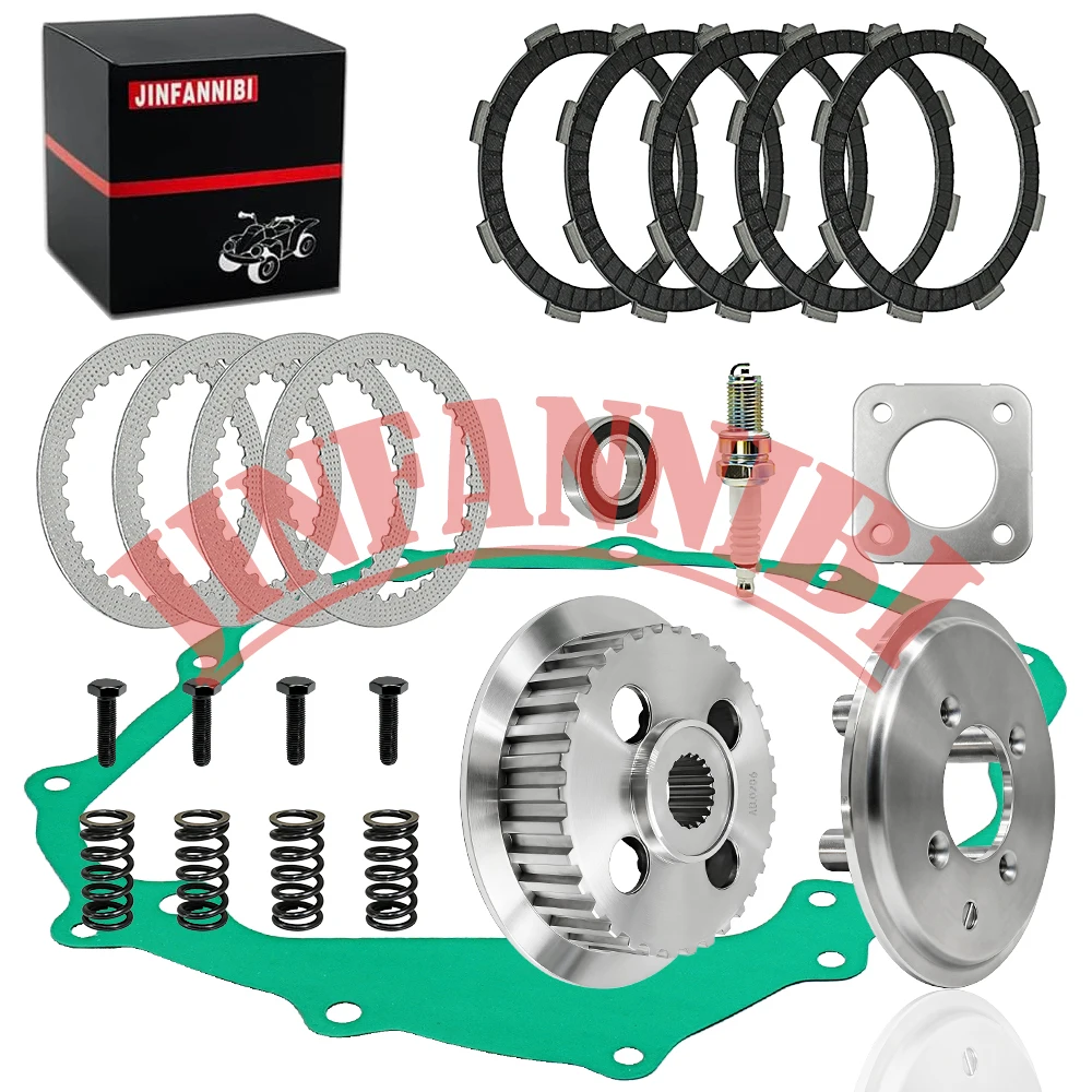 Clutch Friction Steel Hub Pressure Plates Kit for Honda Recon 250 TRX250TE 2002-2020 2021 2022-2024 Recon 250 TRX250 1997-2001