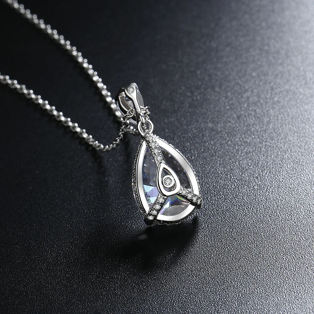 Picture 5: New 925 Sterling Silver VVS1 Moissanite Necklace Heart Pendant Chain Fine Jewelry for Woman Wedding Sparkling Classic party gift