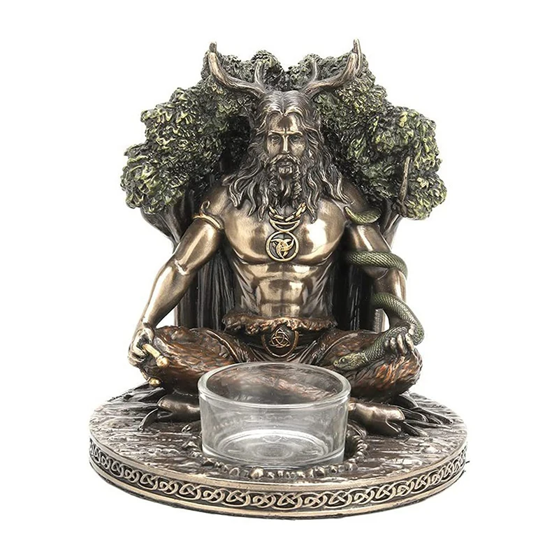 Ancient Rome Cernunnos Sitting Statue Sculpture Celtic God Candles Holder Mythology Goddess Desktop Home Decor Crafts Figurine
