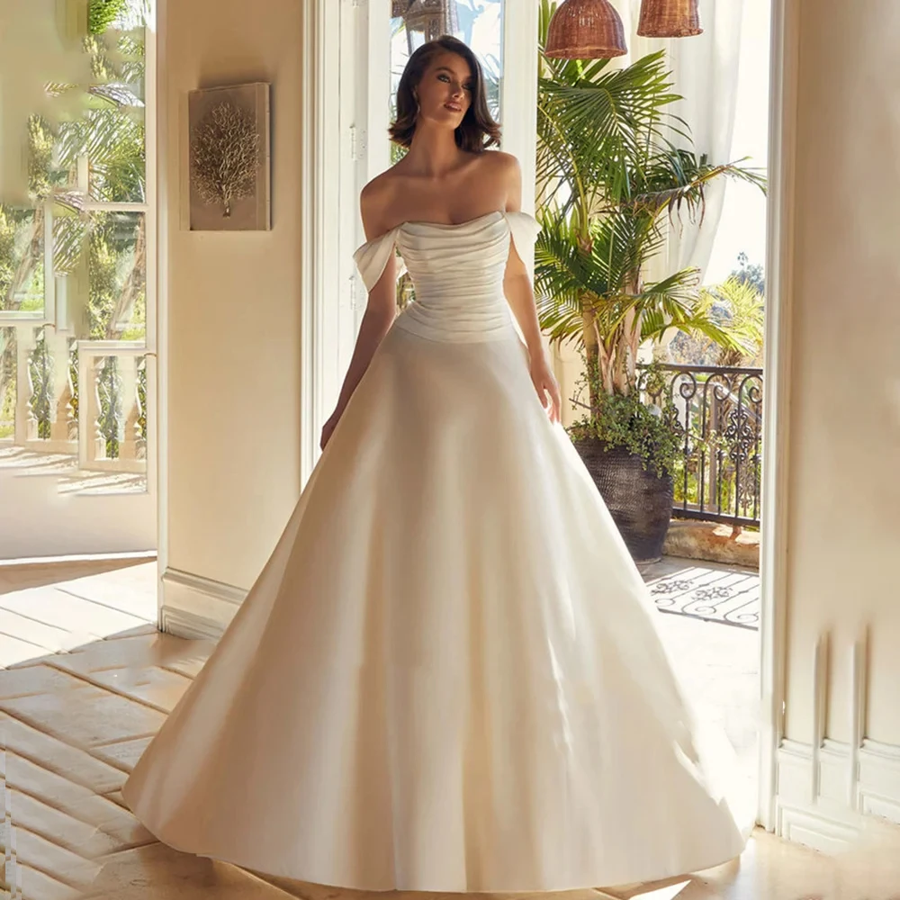 

2025 Modern A-Line Women Wedding Dresses Sweetheart collar Lace Appliques Bride Gowns Sleeveless Ball Robes De Mariée Customized
