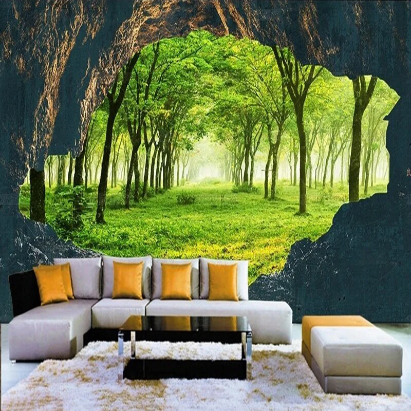 

Ретро примитивный пещерный лес 3D стереоскопический большой телевизор роскошное украшение дома спальня фон стены