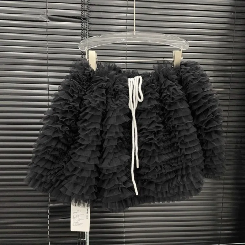 Mode Y2k Röcke frauen Neue Japanische Süße Kawaii Layered Mesh Kuchen Rock Hohe Taille Kordelzug Mini Halb Kleid Weibliche Trendy