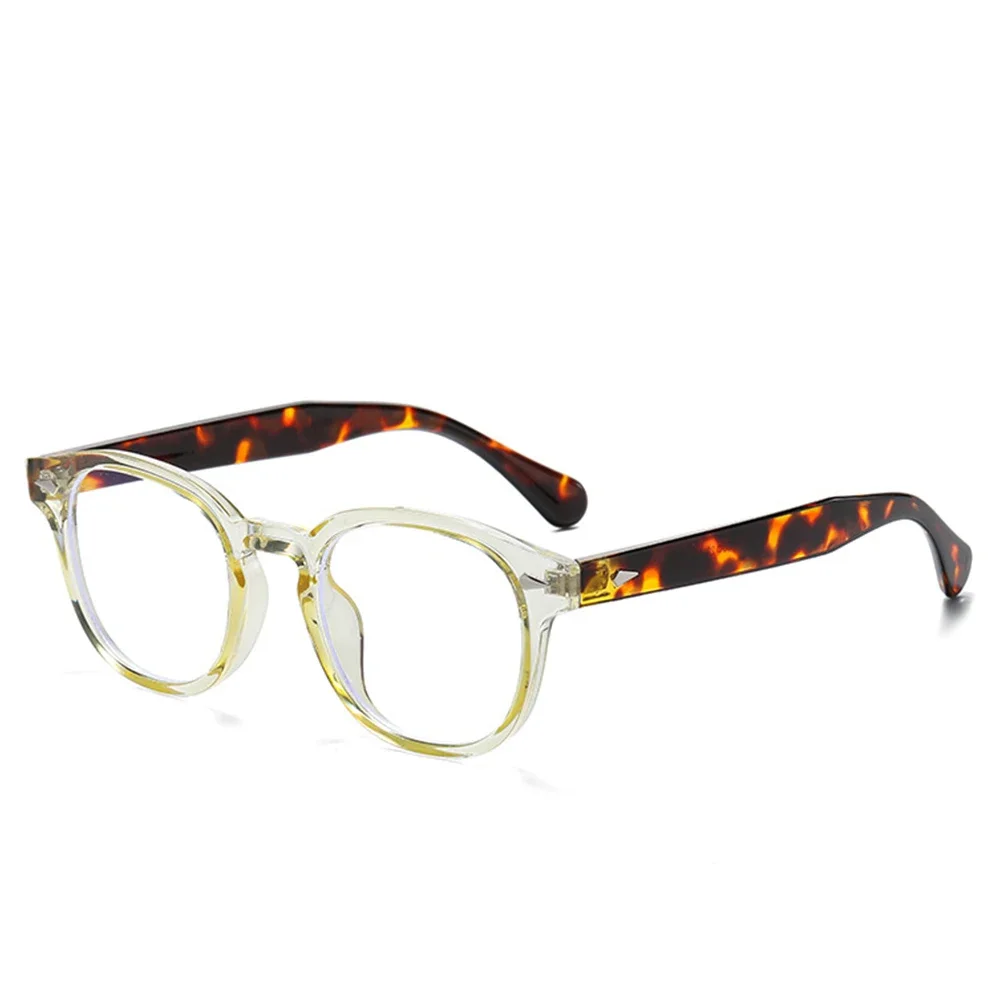 JNPCXI Qualitäts-Retro-Rundsonnenbrille für Damen, Modische Nieten-Dekoration, UV400-Schutz, Punk-Leoparden-Sonnenbrille für Herren
