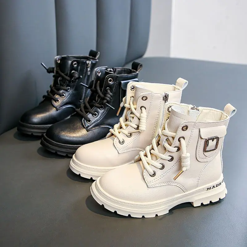 Kids Fashion Ankle Boots for Girls Boys 2026 New Arrival Spring Autumn Winter Warm Lined Short Boots Big Kids Size