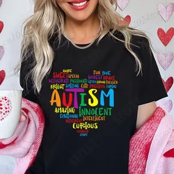 Female Clothing Live Love Accept Autism Awareness T-shirts for Women Awareness Month Graphic Y2k Tops Autism Summer Tshirts