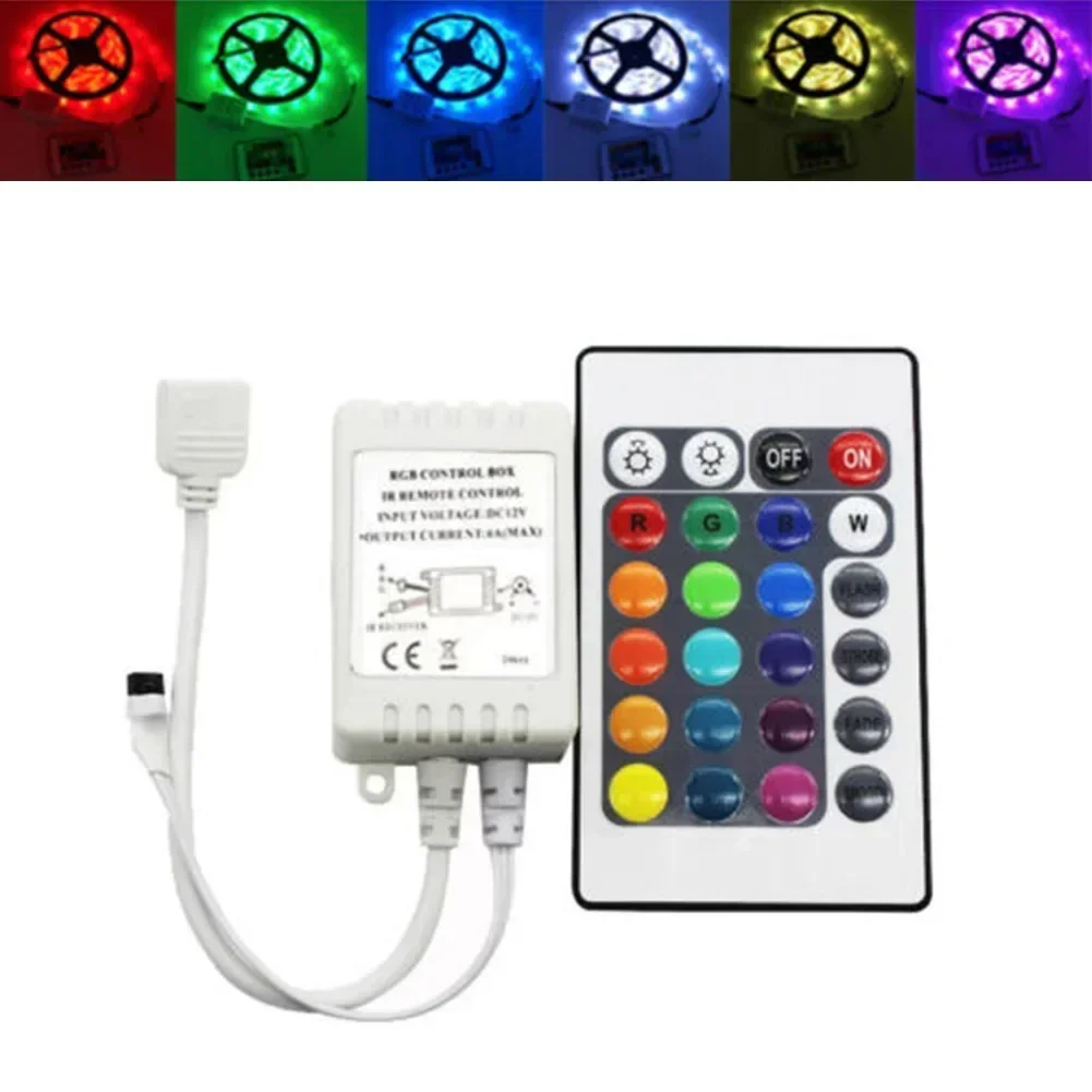 Tira de luces LED RGB, caja de Control y mando a distancia IR de 24 teclas para 12V 3528 5050, mando a distancia CR2025, piezas de luz para el hogar