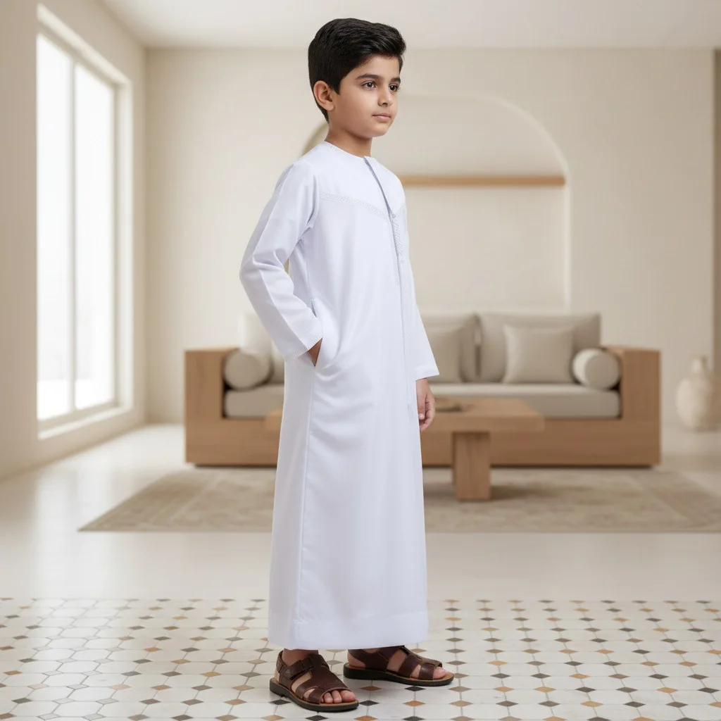 Roupa Islâmica para Meninos Muçulmanos, Vestido Saudita, Paquistão, Kaftan, Thobe, Jubba, Thoub, Abaya, Djellaba, Daffah, Dishdasha para o Ramadã e Eid