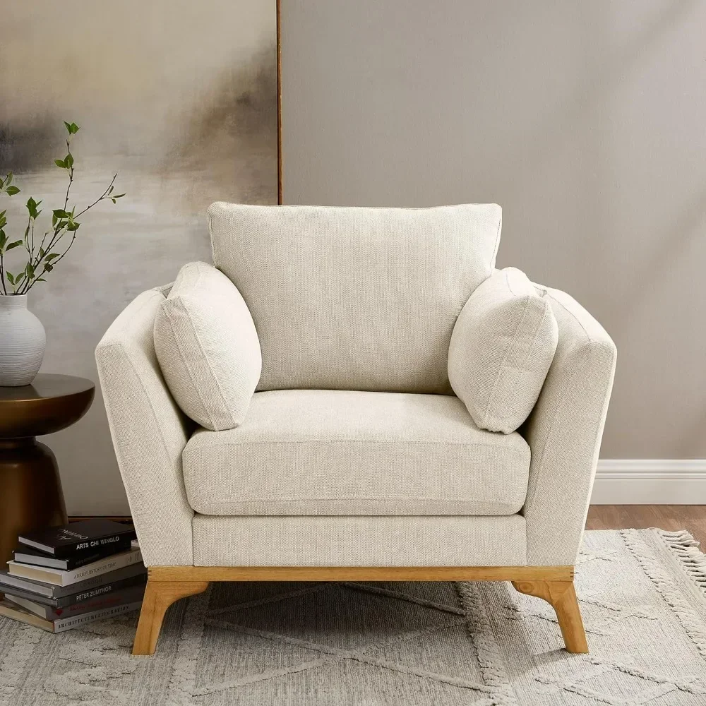 Large-Sized Accent Chair, Thick Cushion Bedroom Reading Chair, Comfortable Living Room Single Sofa, Living Room Chairs